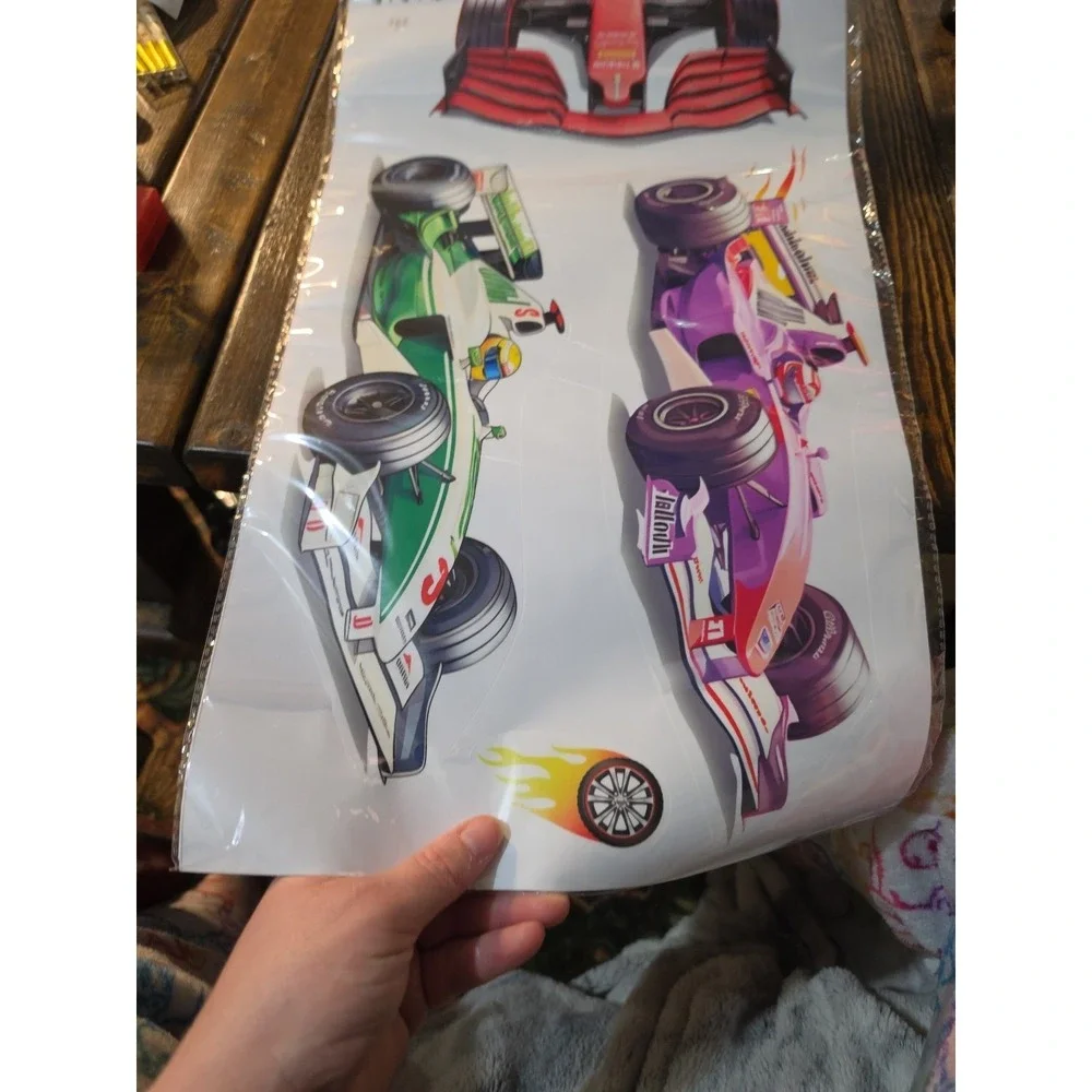 Race‎ Cars  Wall Sticker Sheet Self Adhesive PVC Wall Decor